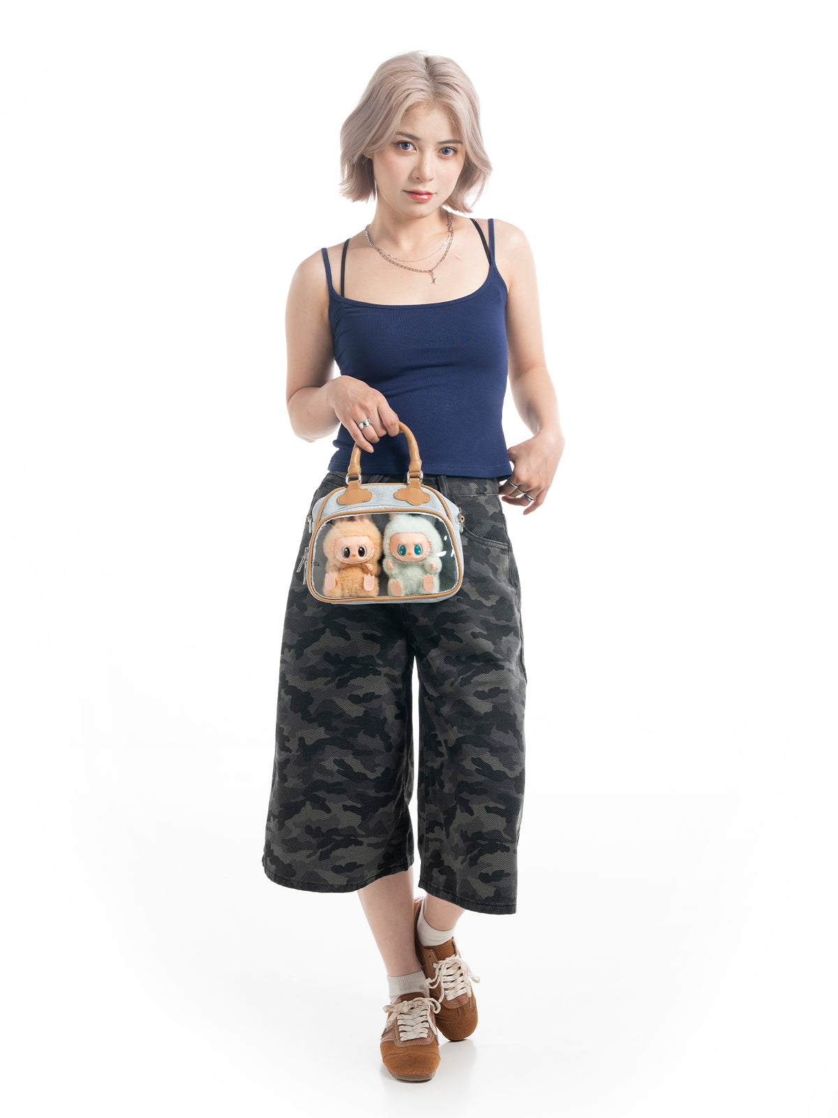 Plushies Companion Bag with Clear Display – 4-Way Convertible Square Backpack