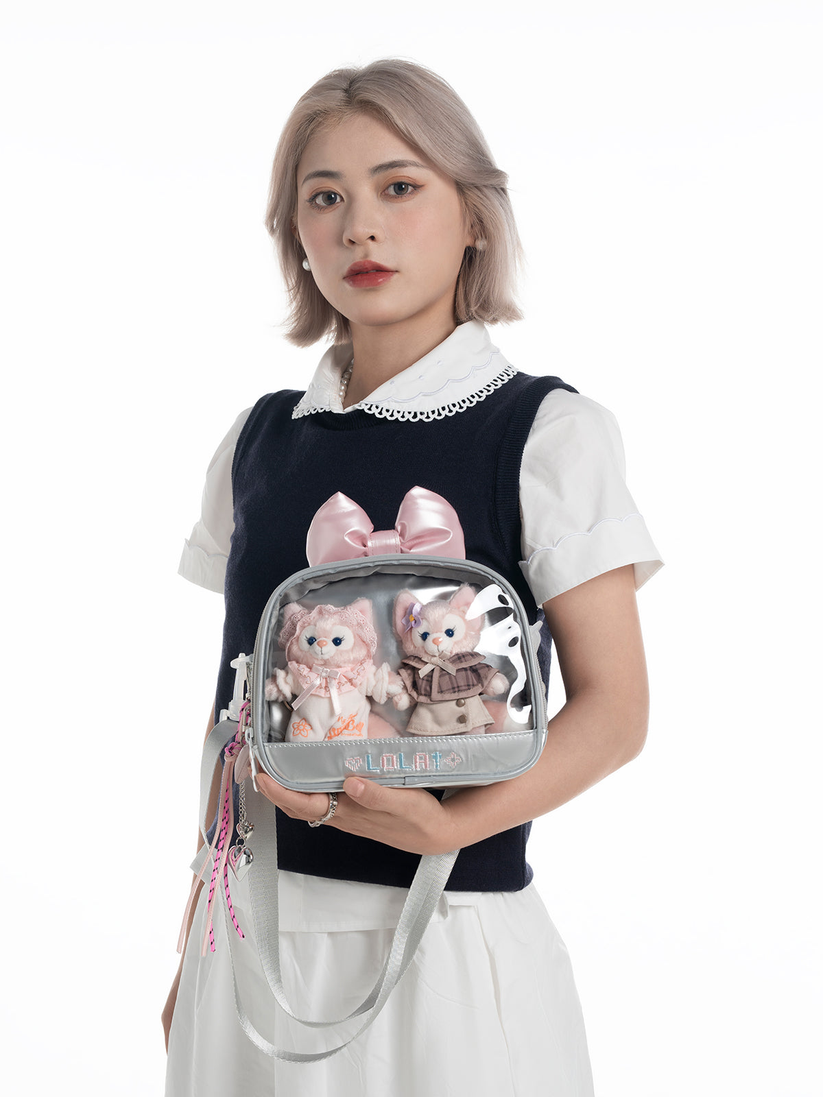 Compact Plushies Bag with Clear Display – Convertible for Backpack, Shoulder & Crossbody Carry