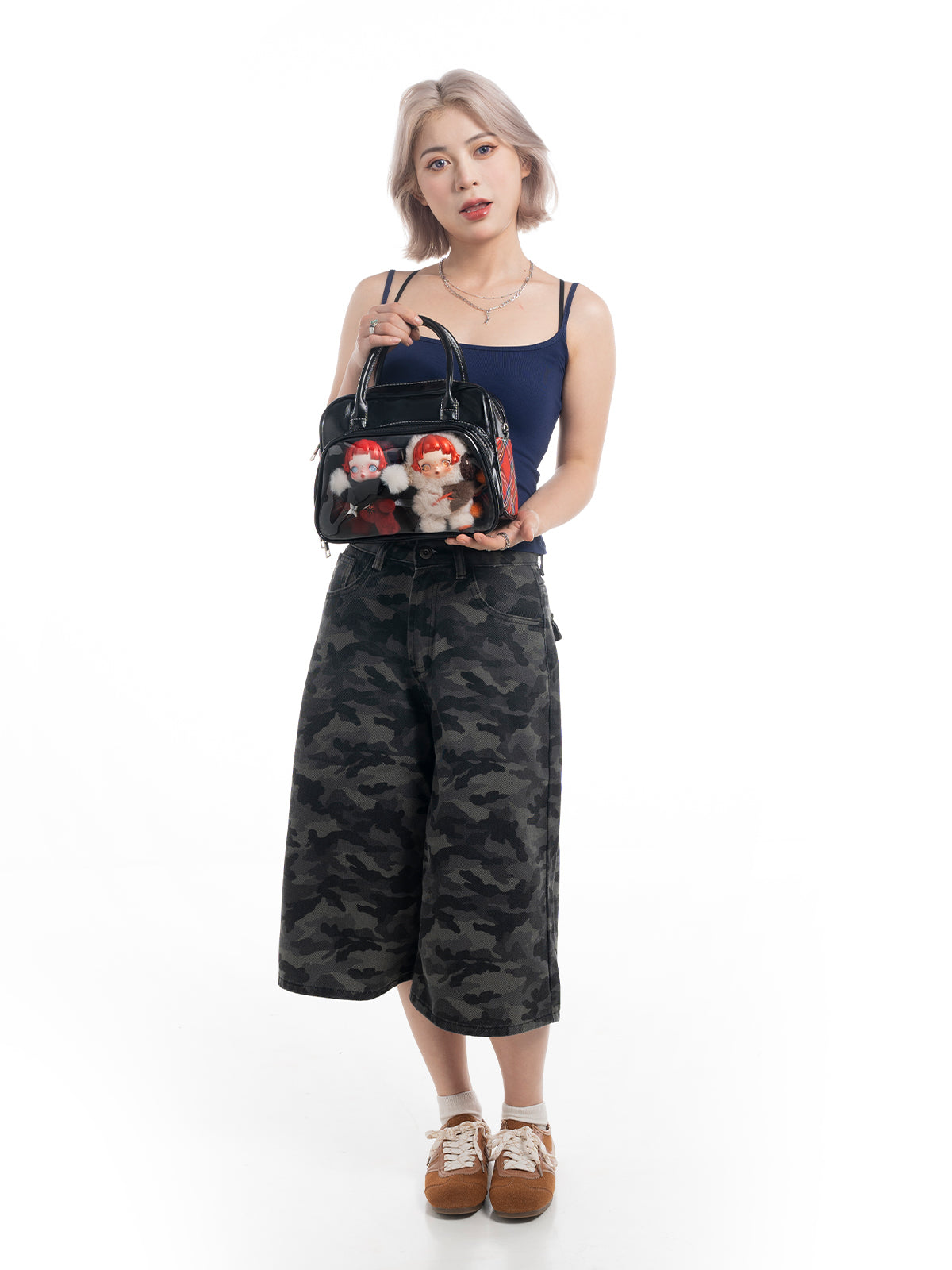 Plushies Companion Bag with Clear Display – 4-Way Convertible Square Backpack