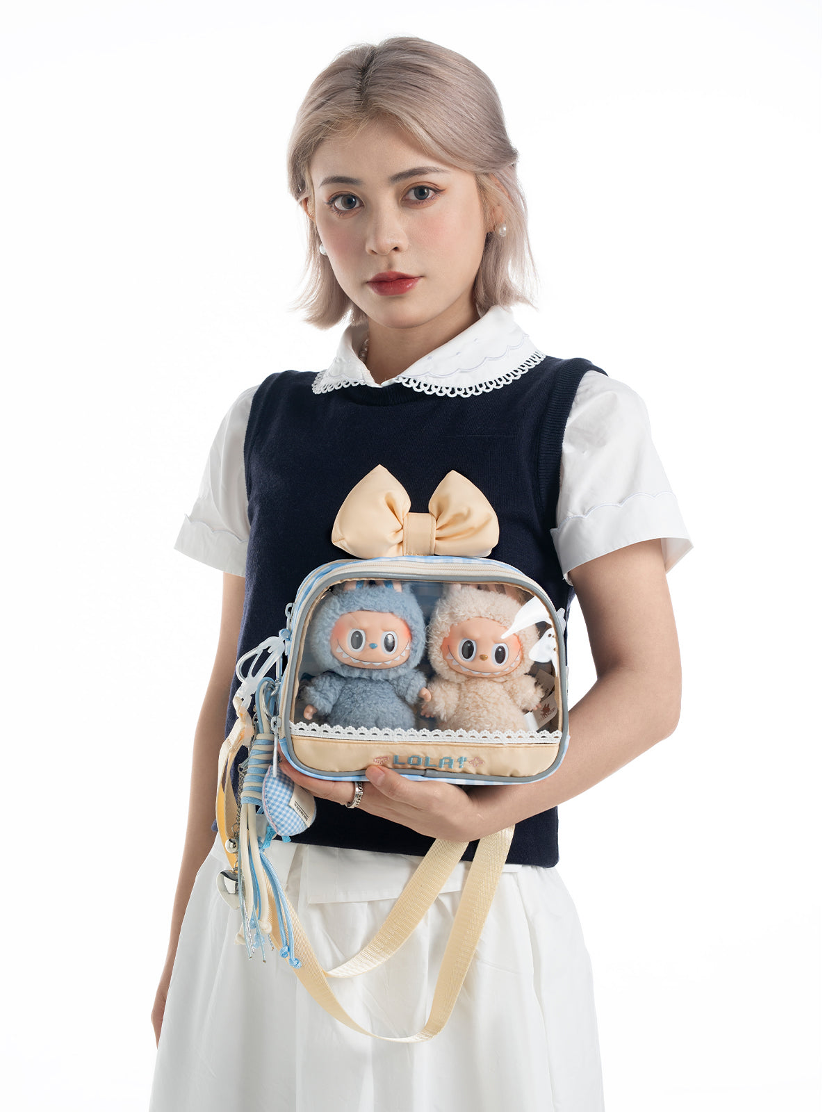 Compact Plushies Bag with Clear Display – Convertible for Backpack, Shoulder & Crossbody Carry
