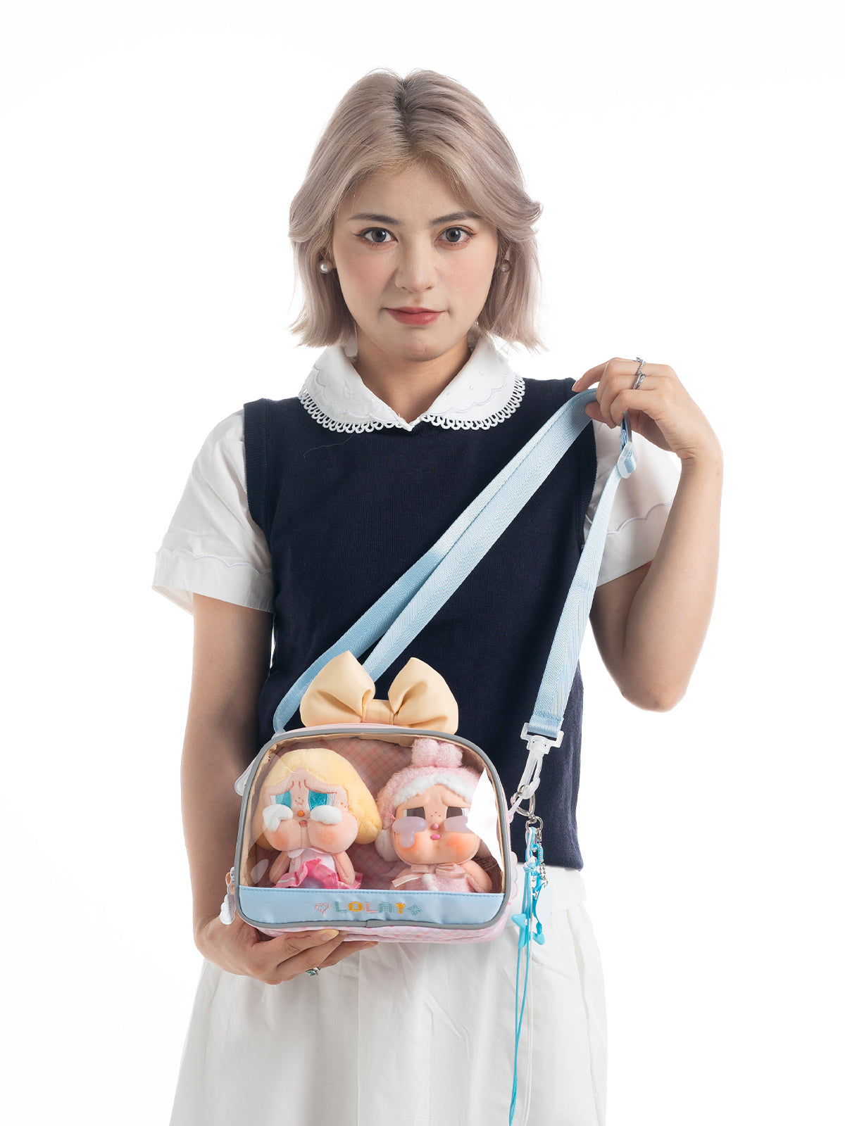 Compact Plushies Bag with Clear Display – Convertible for Backpack, Shoulder & Crossbody Carry