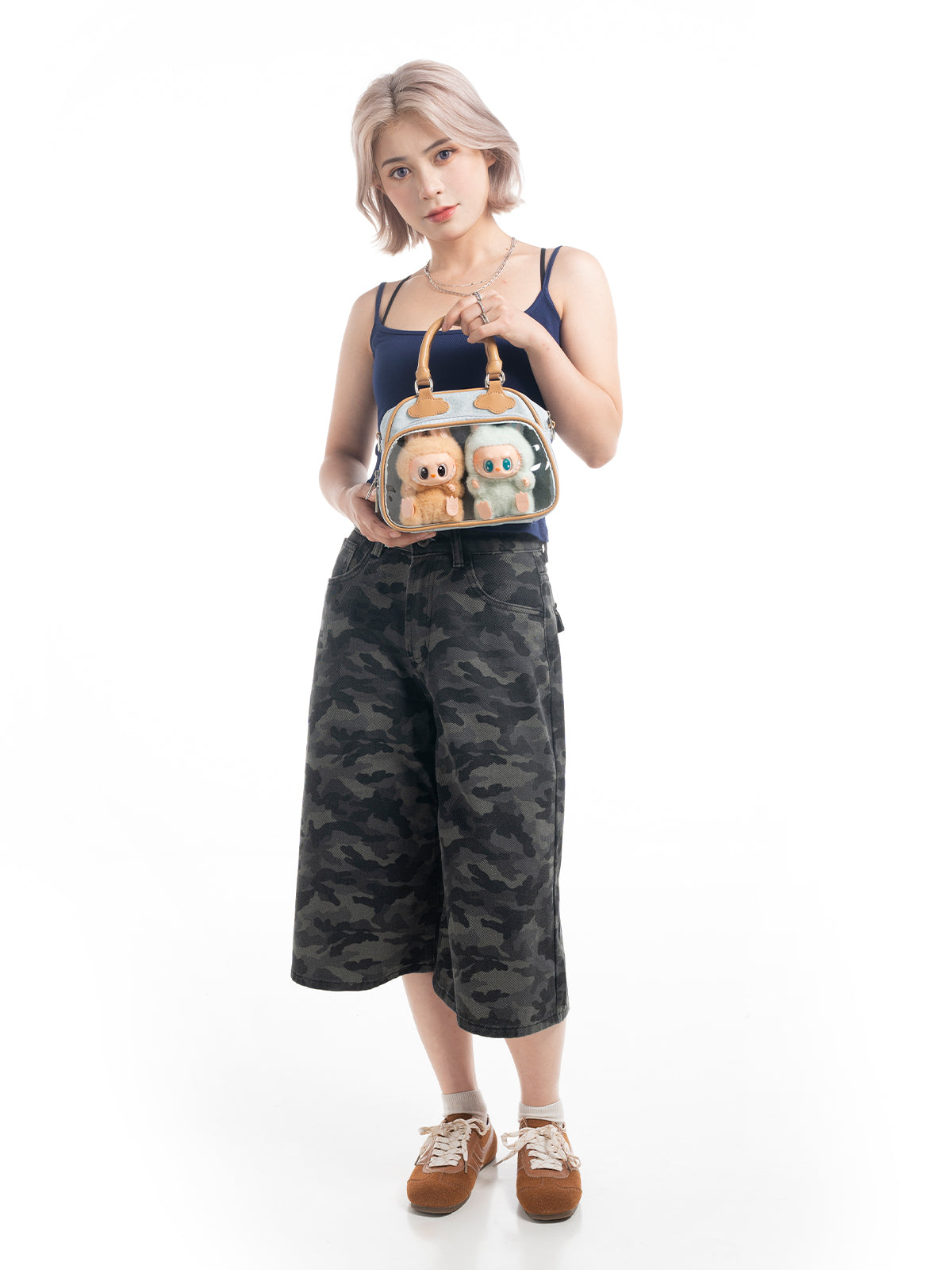 Plushies Companion Bag with Clear Display – 4-Way Convertible Square Backpack