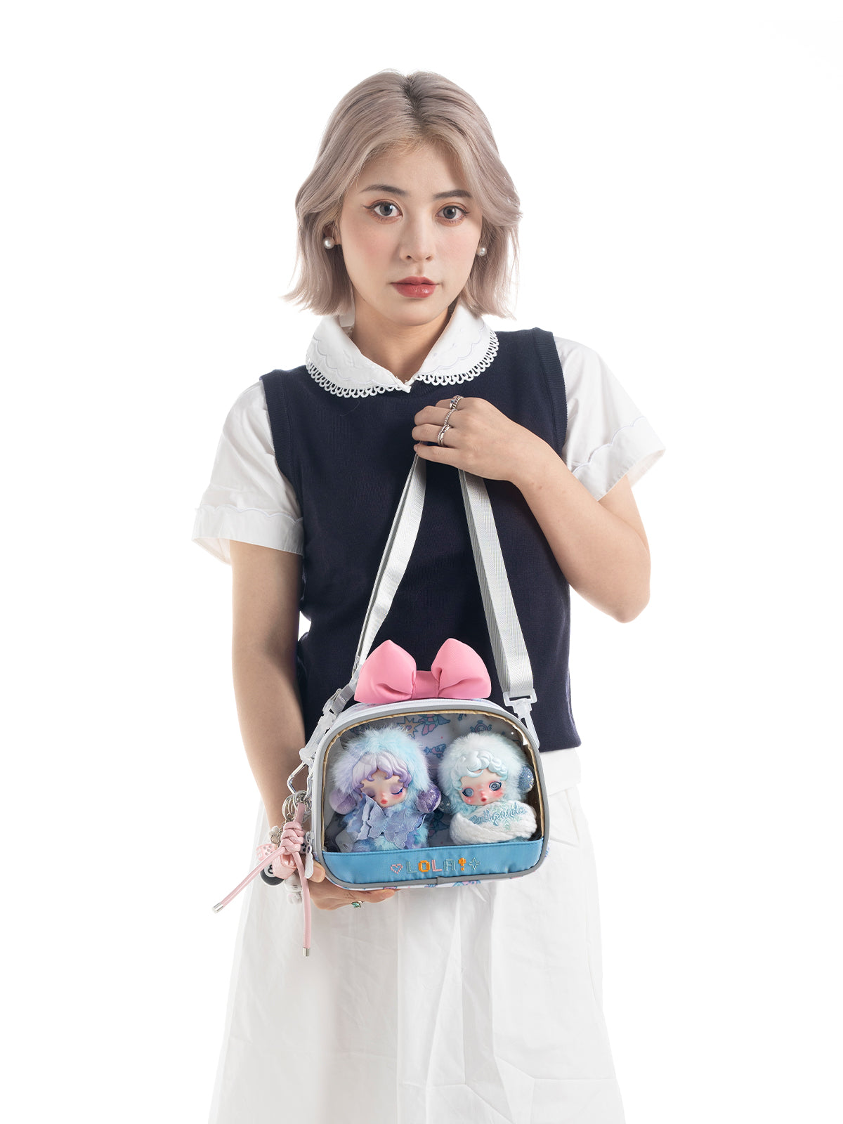 Compact Plushies Bag with Clear Display – Convertible for Backpack, Shoulder & Crossbody Carry