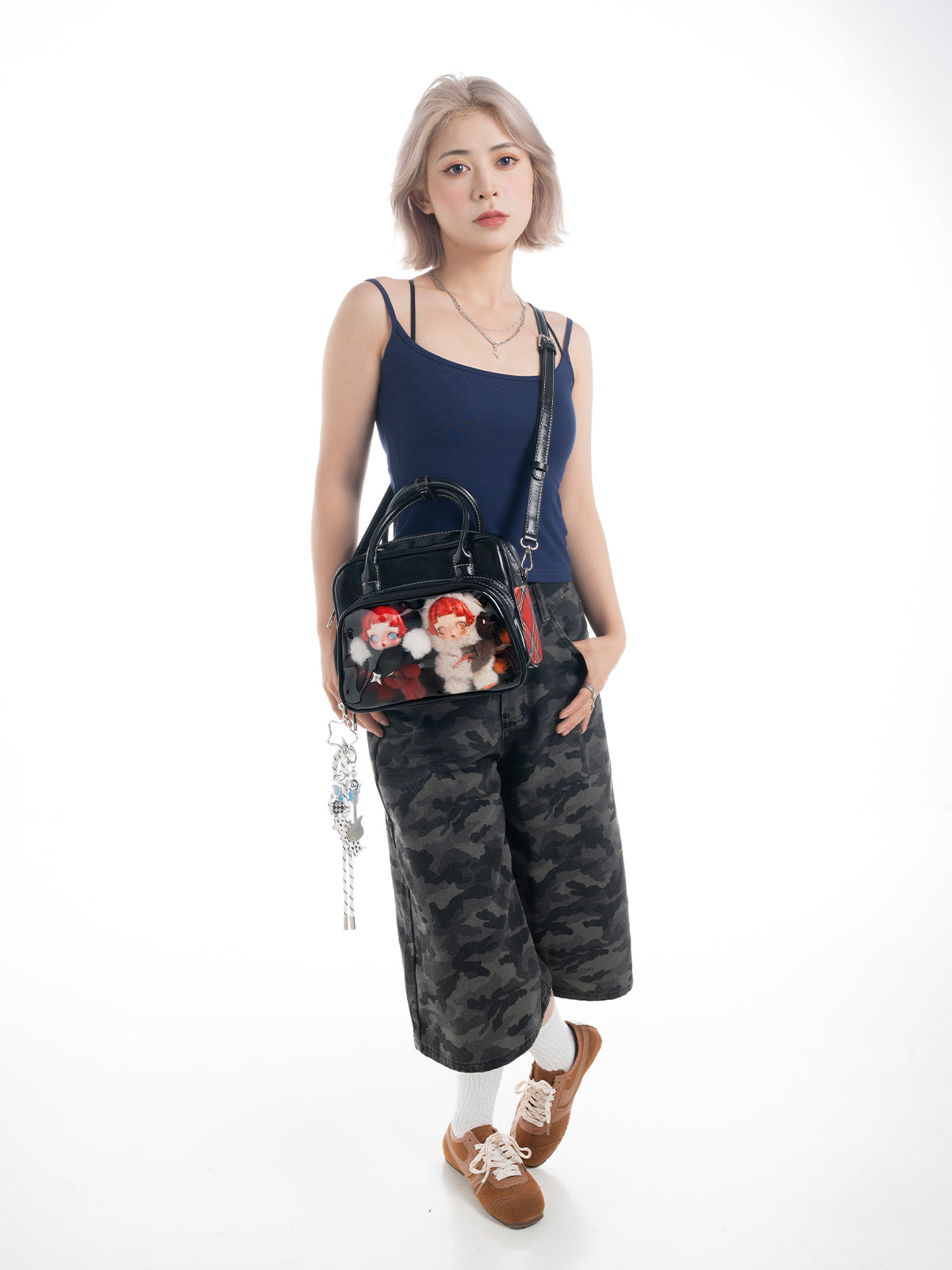 Plushies Companion Bag with Clear Display – 4-Way Convertible Square Backpack