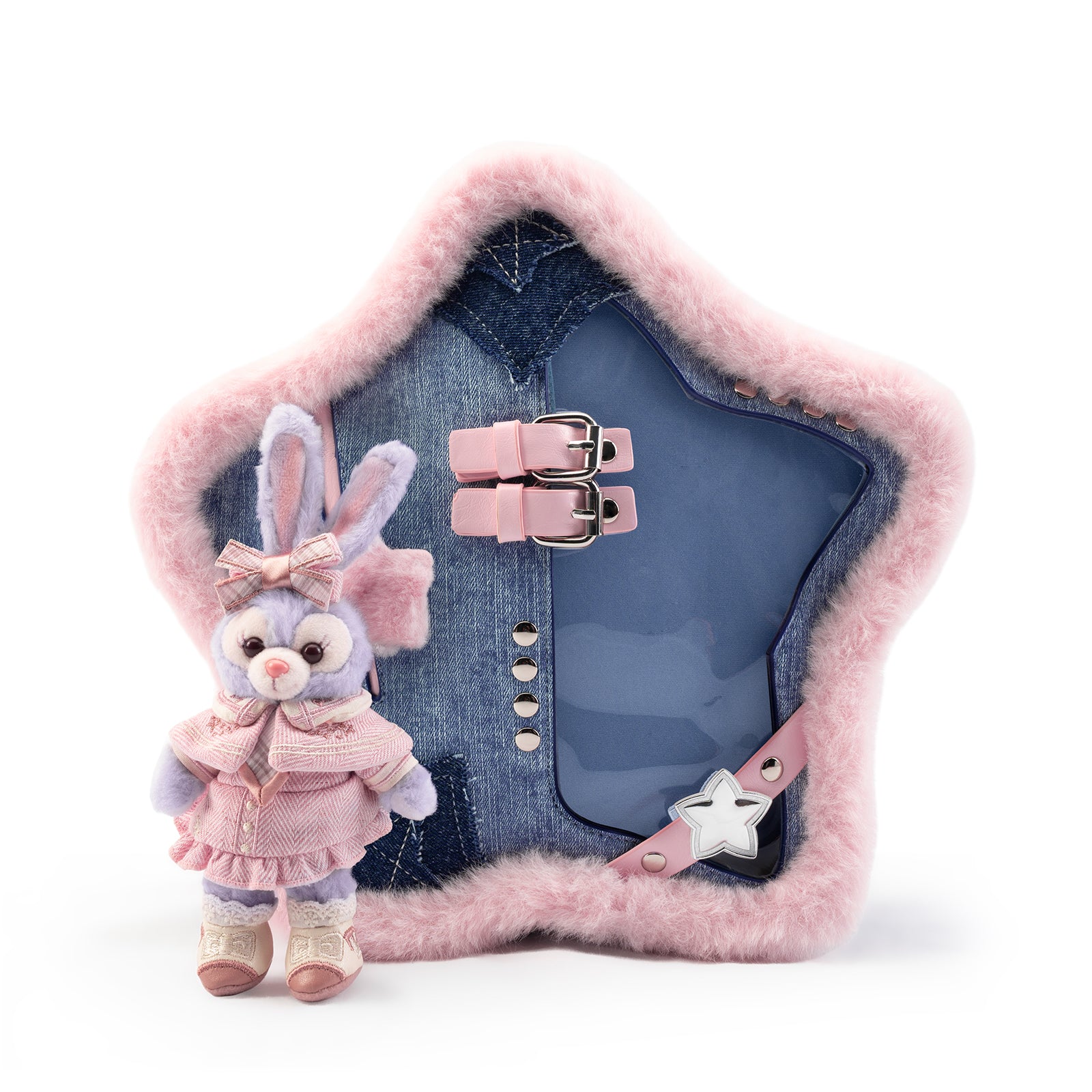 Plushies Companion Bag with Clear Display – Convertible for Backpack, Shoulder & Crossbody Carry, Plush Star Bag