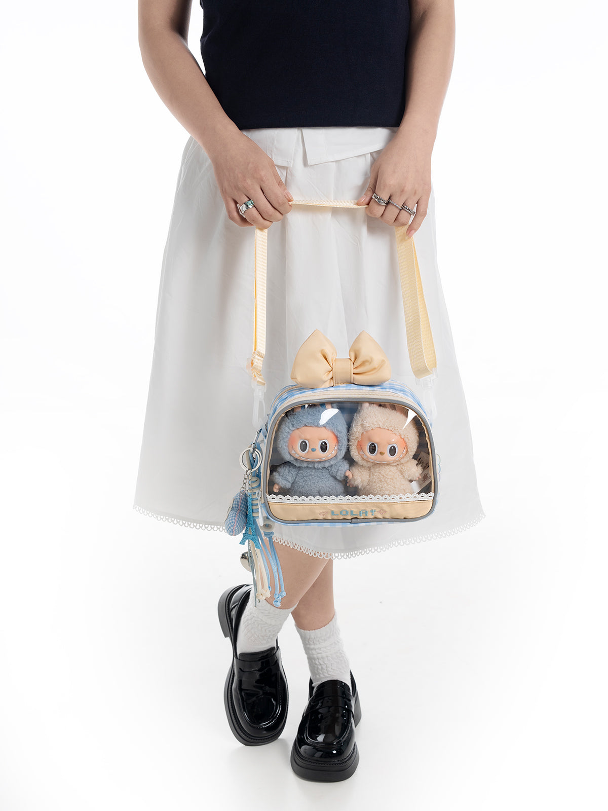 Compact Plushies Bag with Clear Display – Convertible for Backpack, Shoulder & Crossbody Carry