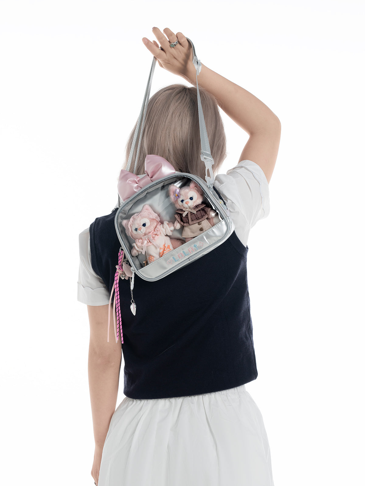 Compact Plushies Bag with Clear Display – Convertible for Backpack, Shoulder & Crossbody Carry