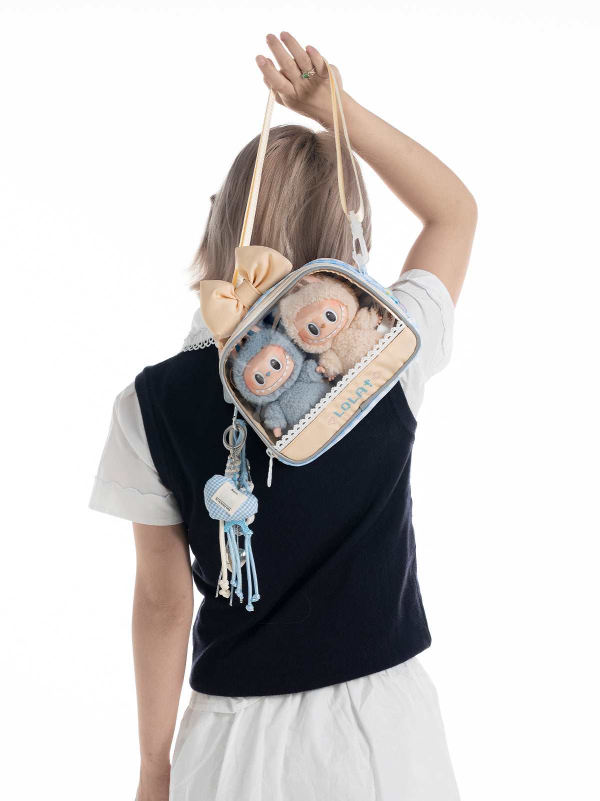 Compact Plushies Bag with Clear Display – Convertible for Backpack, Shoulder & Crossbody Carry