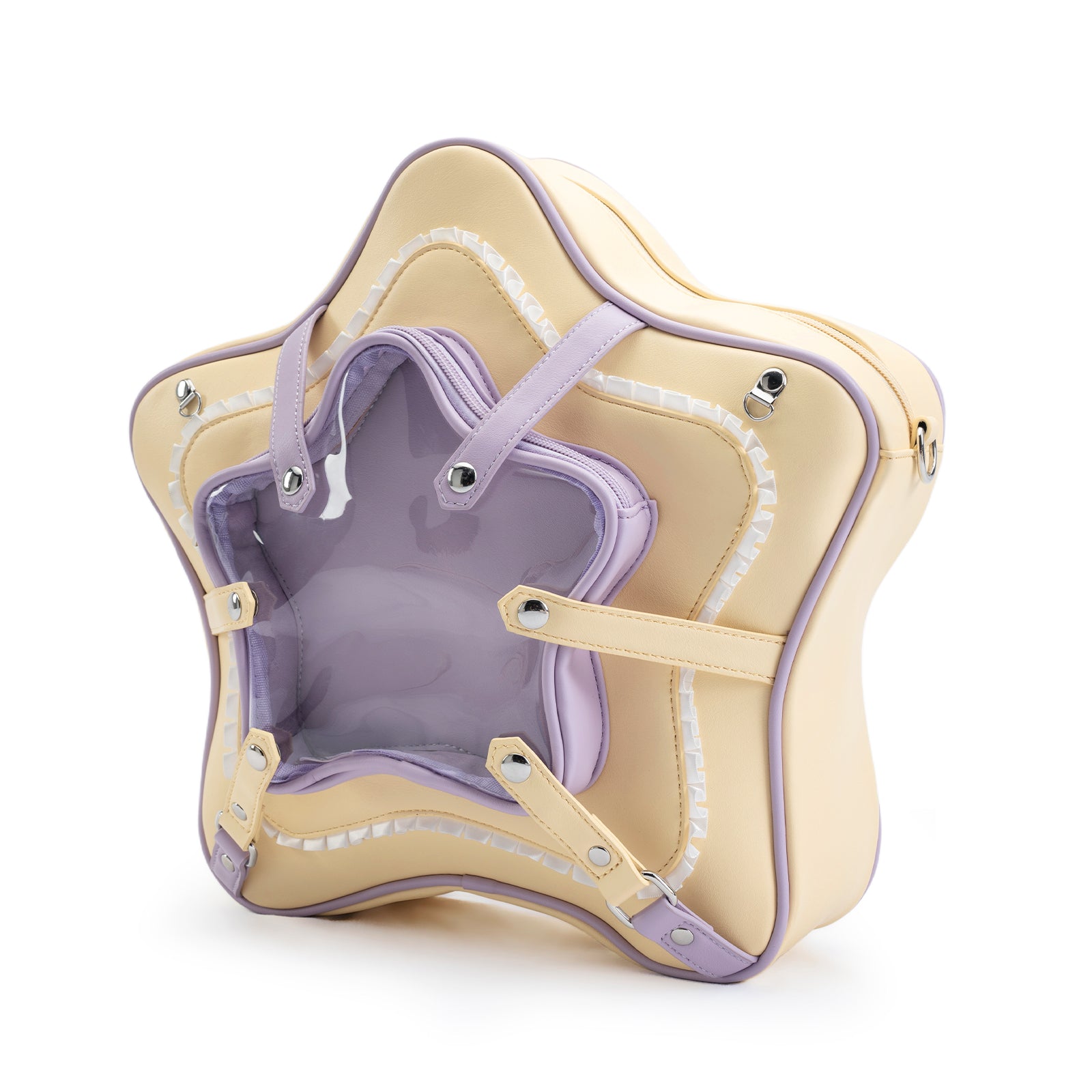 Plushies Companion Bag with Clear Display – Convertible for Backpack, Shoulder & Crossbody Carry, Star Bag Design