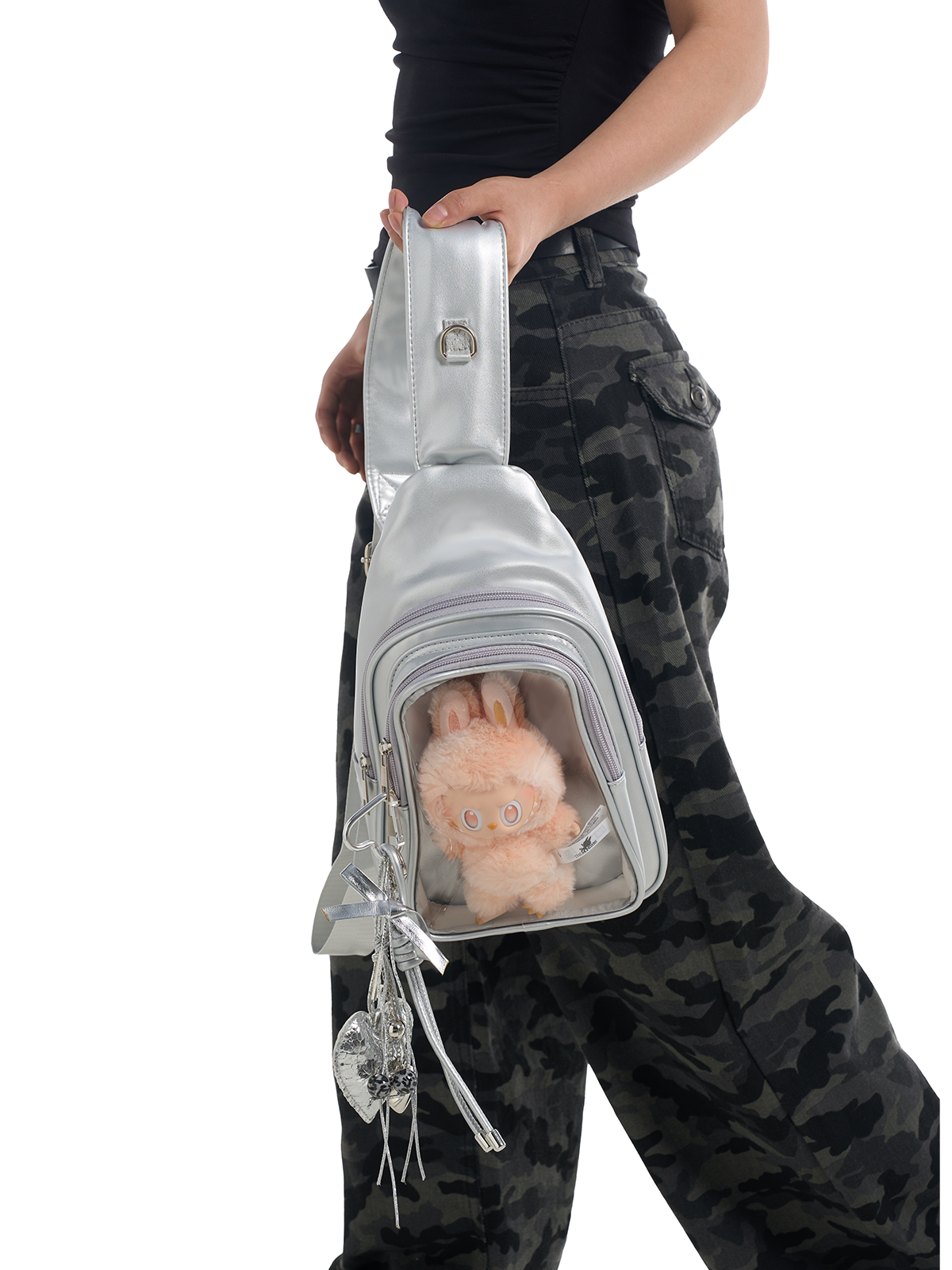 Plushies Companion Bag with Clear Display – Convertible for Crossbody & Shoulder Carry