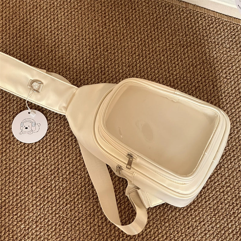 Lightweight Sling Bag with Clear Display – Creamy White Finish