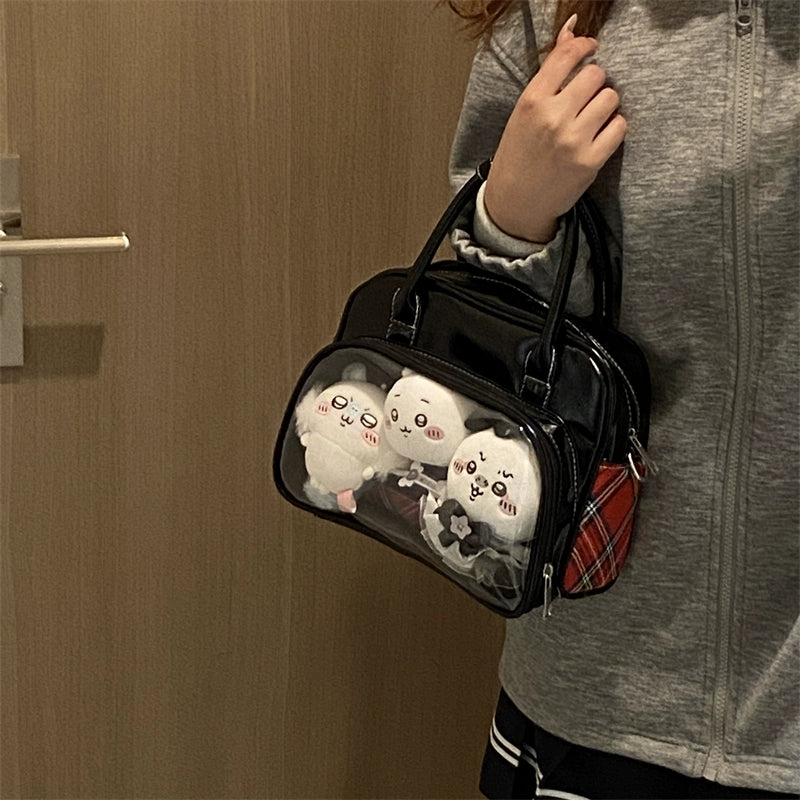 Plushie Companion Bag with Clear Display – 4-Way Convertible Carry, Sleek Black Finish