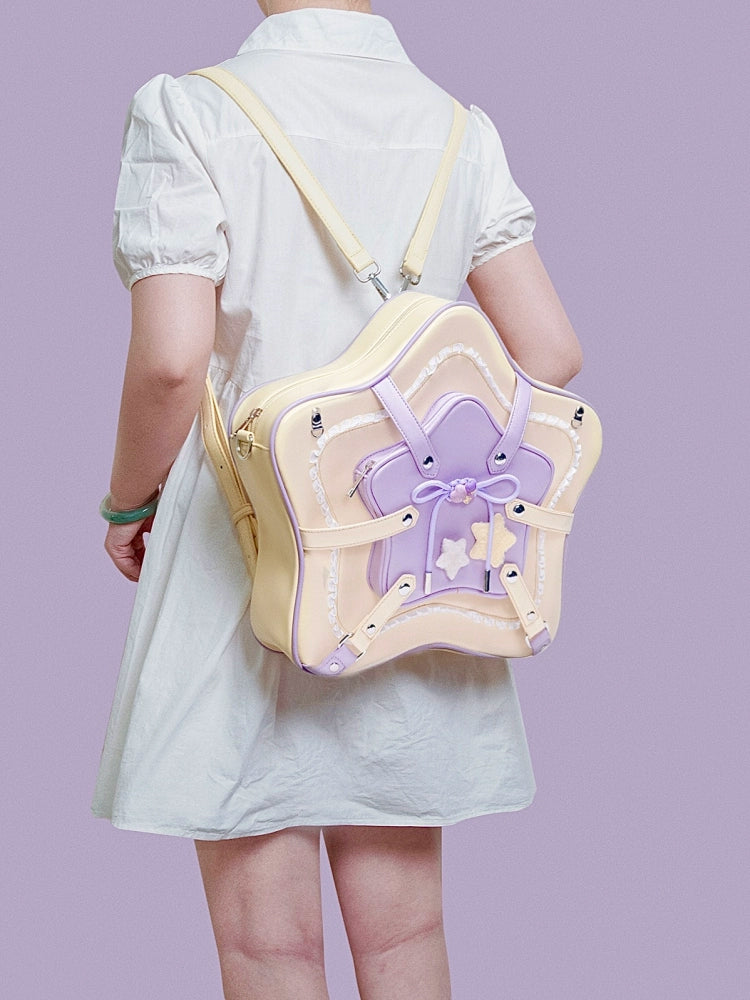 Original Cute Bow Color Block Star Bag – Display Shoulder Bag for Plushies & Charms