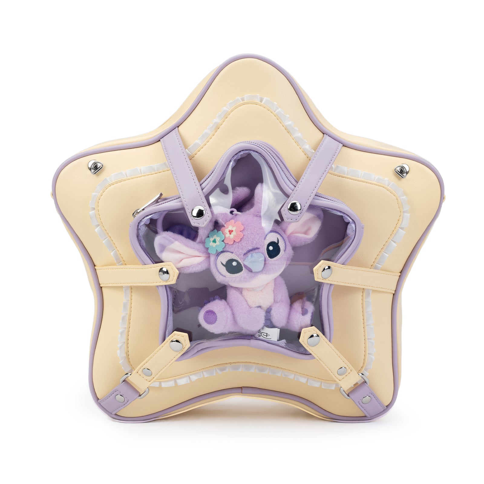 Plushies Companion Bag with Clear Display – Convertible for Backpack, Shoulder & Crossbody Carry, Star Bag Design