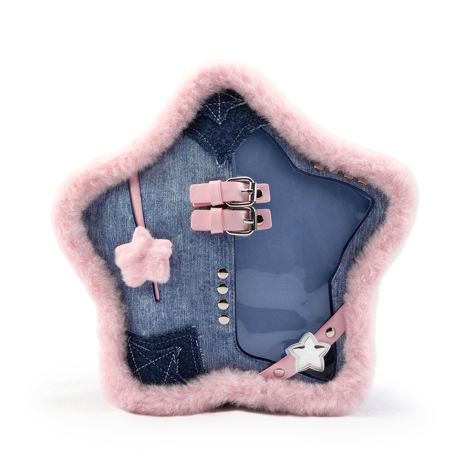 Plushies Companion Bag with Clear Display – Convertible for Backpack, Shoulder & Crossbody Carry, Plush Star Bag