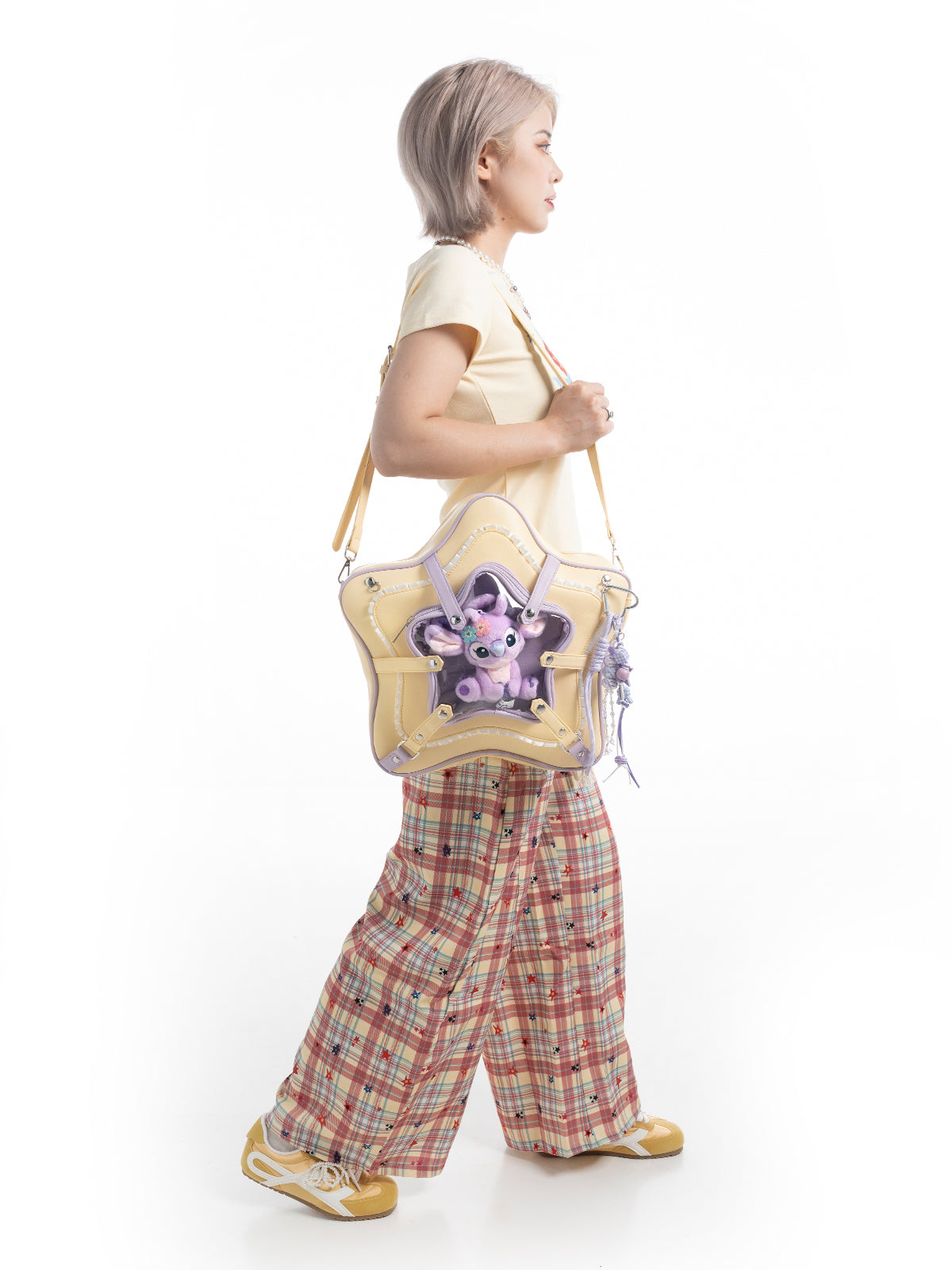 Plushies Companion Bag with Clear Display – Convertible for Backpack, Shoulder & Crossbody Carry, Star Bag Design