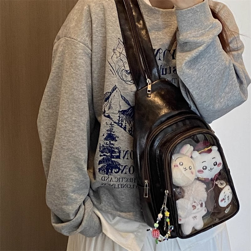 Large Plushies Companion Bag with Clear Display – Convertible for Backpack, Crossbody & Shoulder Carry